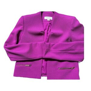 Women's Suit Jacket Calvin Klein Sz 4 Purple Plum Long Sleeve Gold Tapered Chic